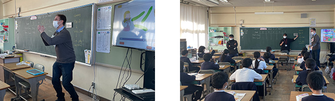 松原市立天美北小学校へ、4年生の外国語活動の学習の様子を視察